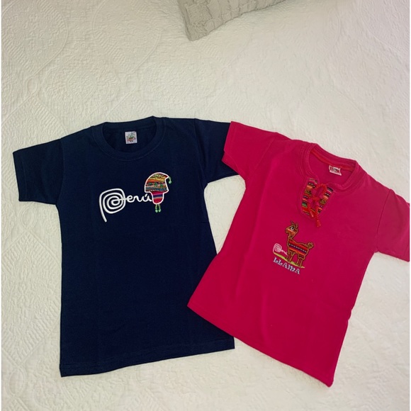 2 Short Sleeves Girls T-shirt Bundle Traditional From Peru. Brand new. Size 6. - Picture 1 of 6